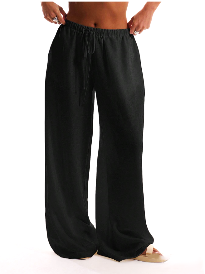 Olivia Bennet | Linen Drawstring Trousers for Women in Natural