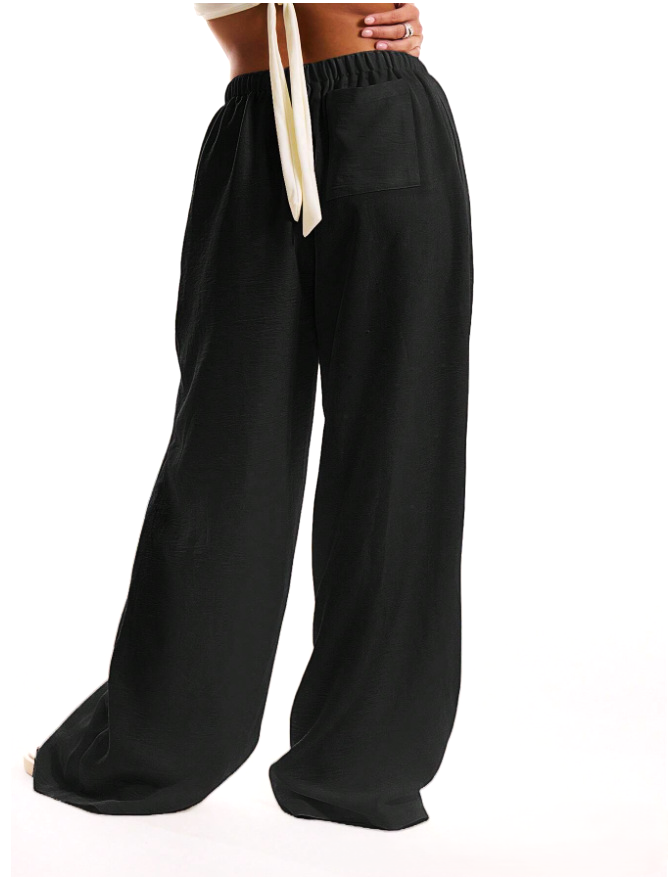 Olivia Bennet | Linen Drawstring Trousers for Women in Natural