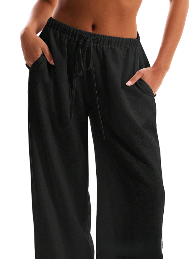 Olivia Bennet | Linen Drawstring Trousers for Women in Natural