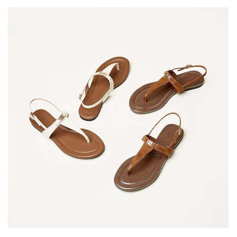 Olivia Bennet | Buckle Strap Sandals for Women in Natural Color