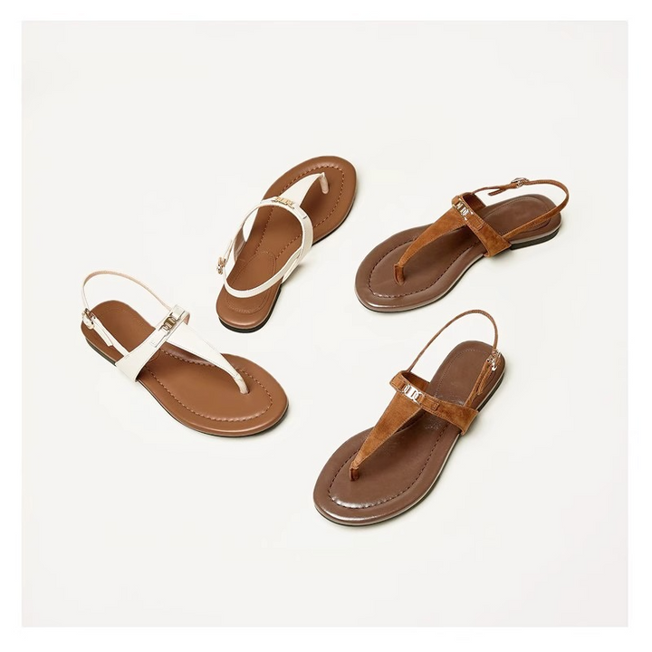 Olivia Bennet | Buckle Strap Sandals for Women in Natural Color