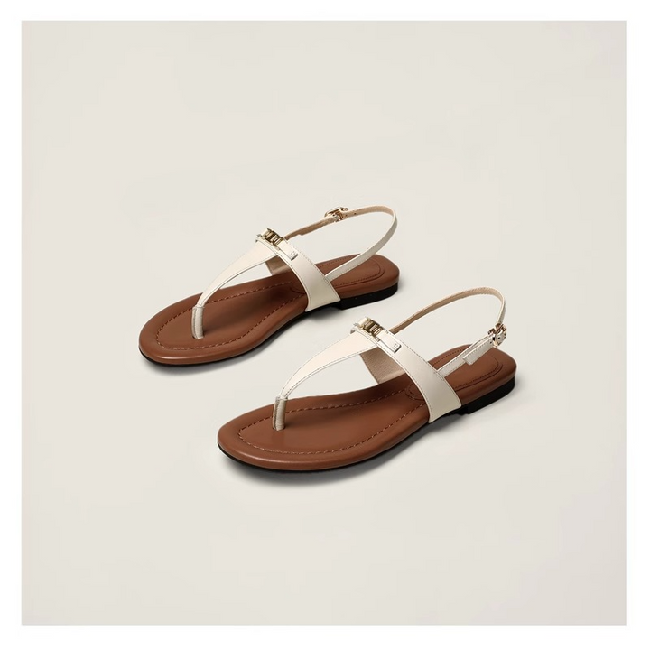 Olivia Bennet | Buckle Strap Sandals for Women in Natural Color