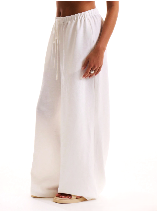 Olivia Bennet | Linen Drawstring Trousers for Women in Natural