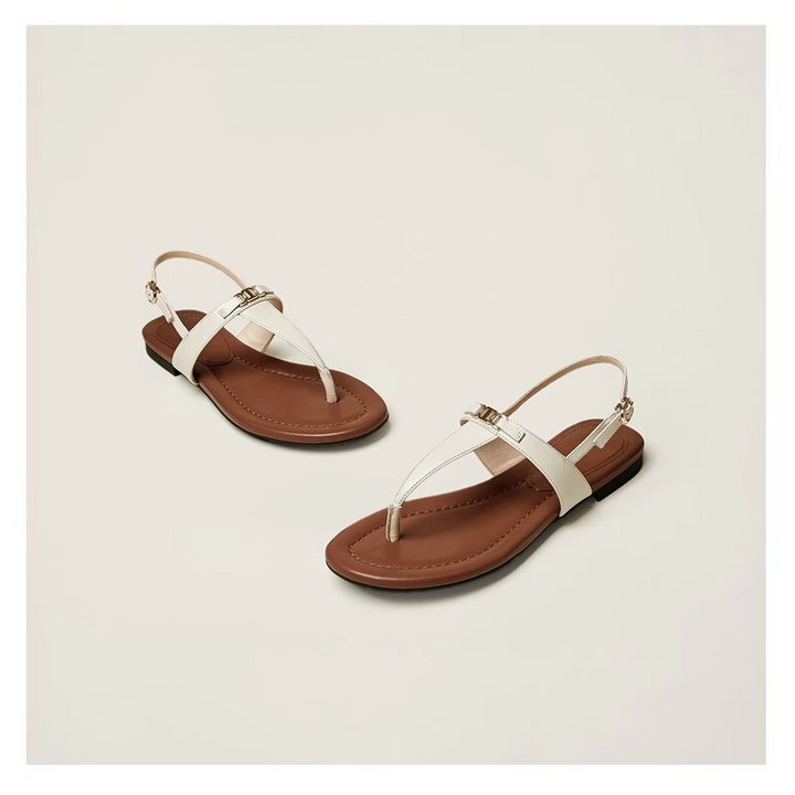 Olivia Bennet | Buckle Strap Sandals for Women in Natural Color