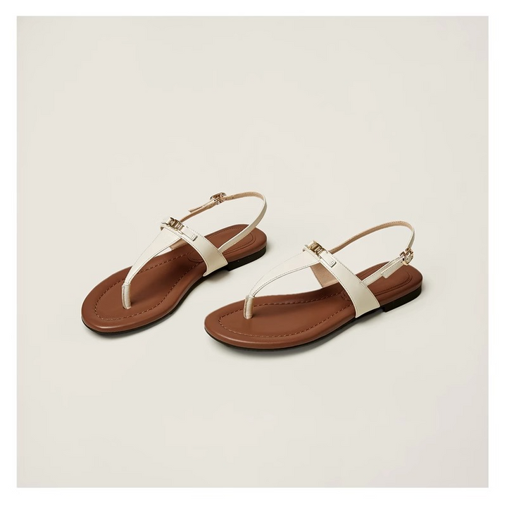 Olivia Bennet | Buckle Strap Sandals for Women in Natural Color