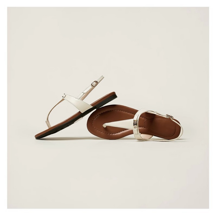 Olivia Bennet | Buckle Strap Sandals for Women in Natural Color
