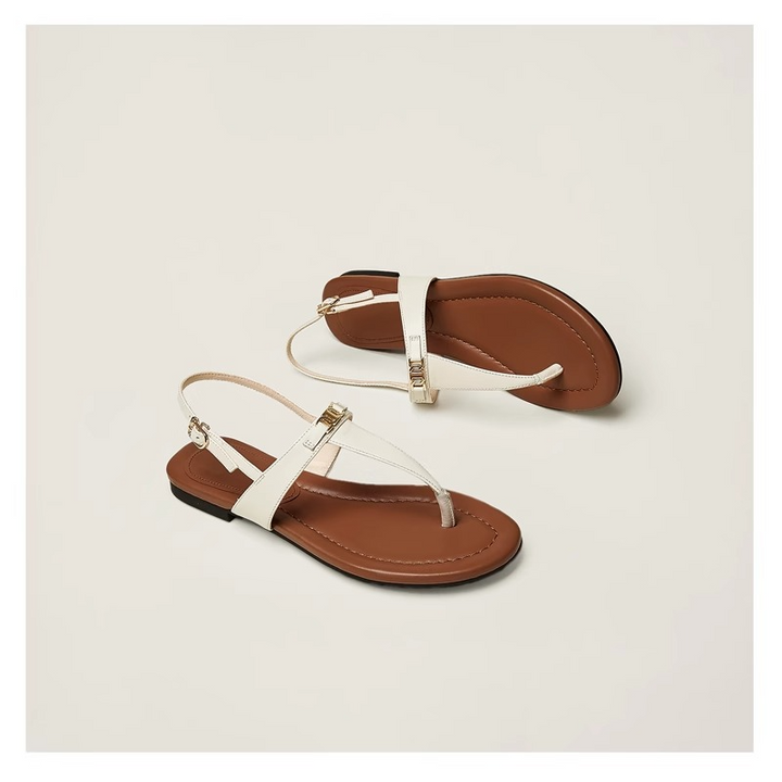 Olivia Bennet | Buckle Strap Sandals for Women in Natural Color
