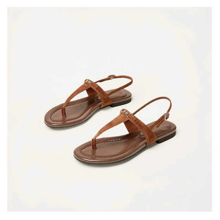 Olivia Bennet | Buckle Strap Sandals for Women in Natural Color