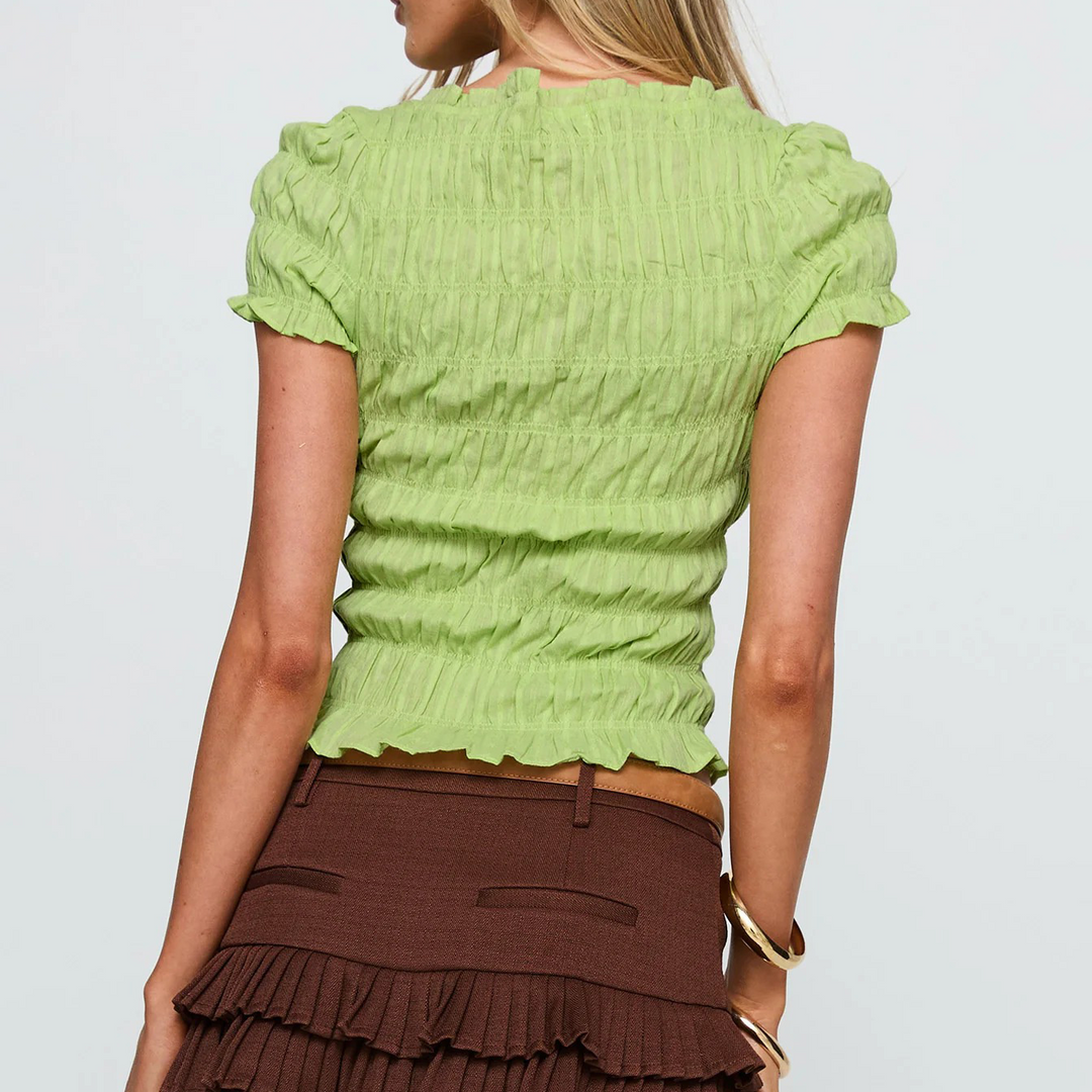 Olivia Bennet | Ruffle Top for Women in Cotton Blend, Regular Fit, White