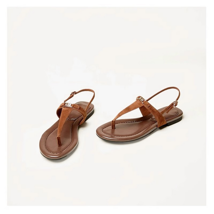 Olivia Bennet | Buckle Strap Sandals for Women in Natural Color