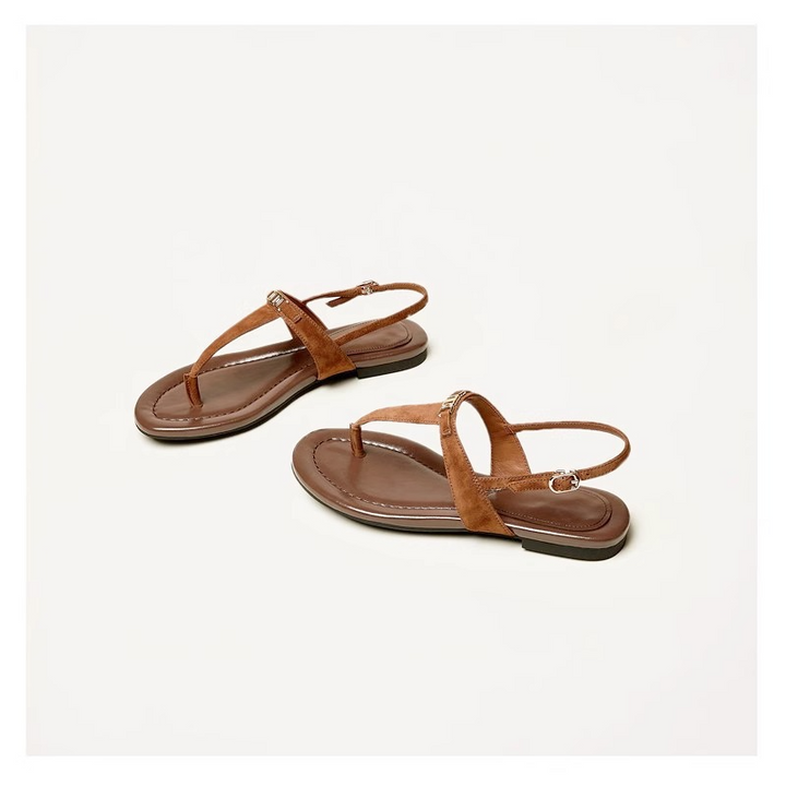 Olivia Bennet | Buckle Strap Sandals for Women in Natural Color