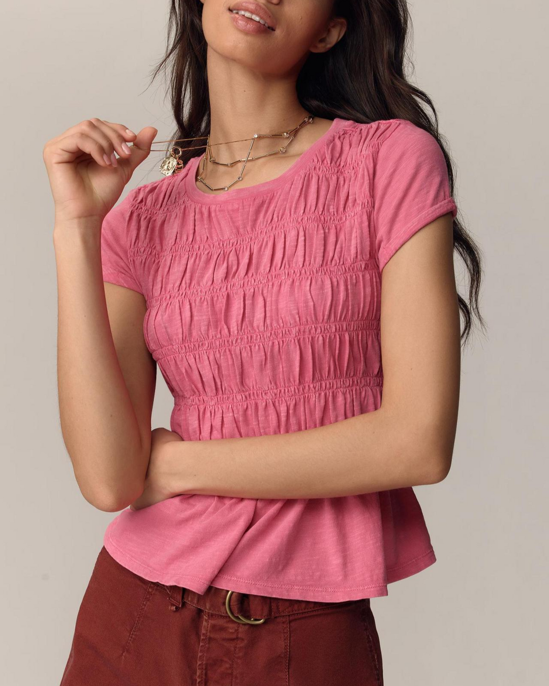 Olivia Bennet | Ruffle Top for Women in Lightweight Fabric