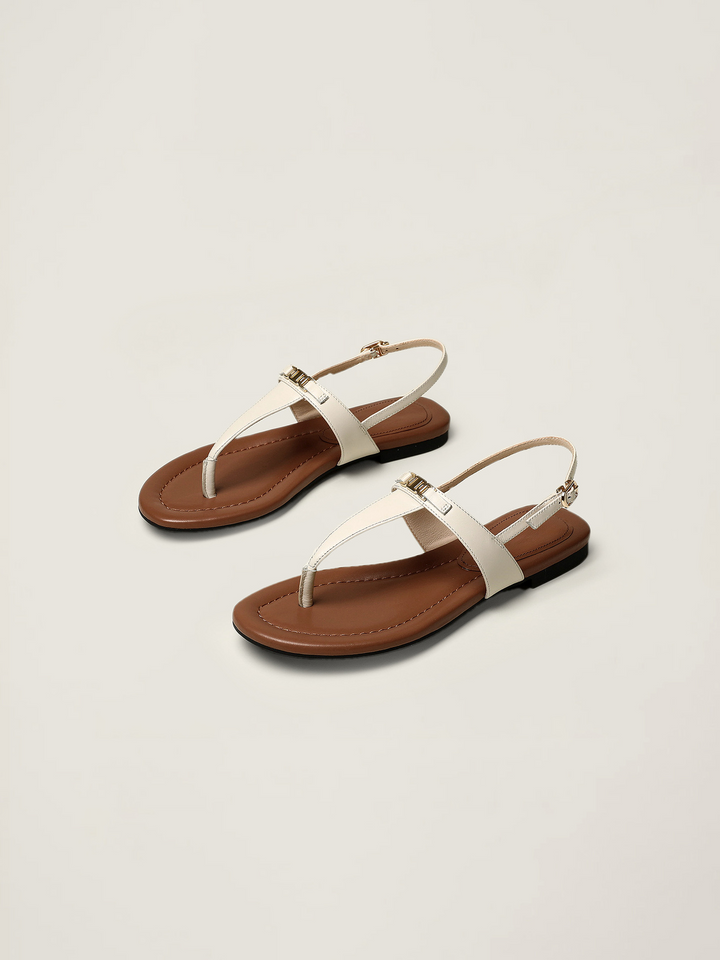 Olivia Bennet | Buckle Strap Sandals for Women in Natural Color