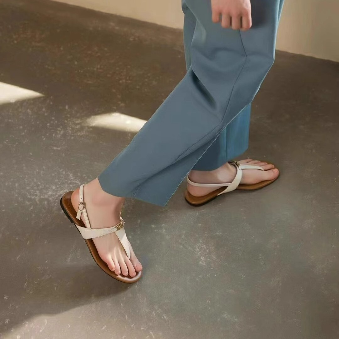 Olivia Bennet | Buckle Strap Sandals for Women in Natural Color