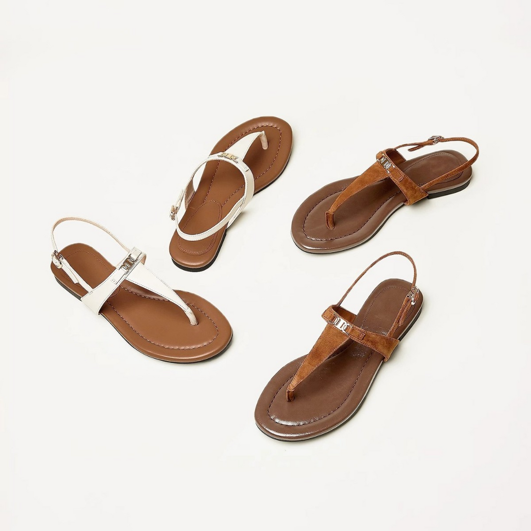 Olivia Bennet | Buckle Strap Sandals for Women in Natural Color