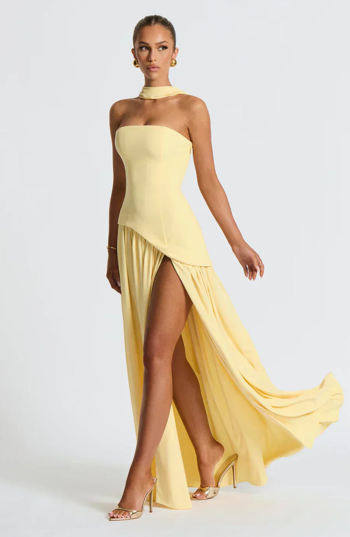Women Wedding Guest Asymmetric Maxi Dress