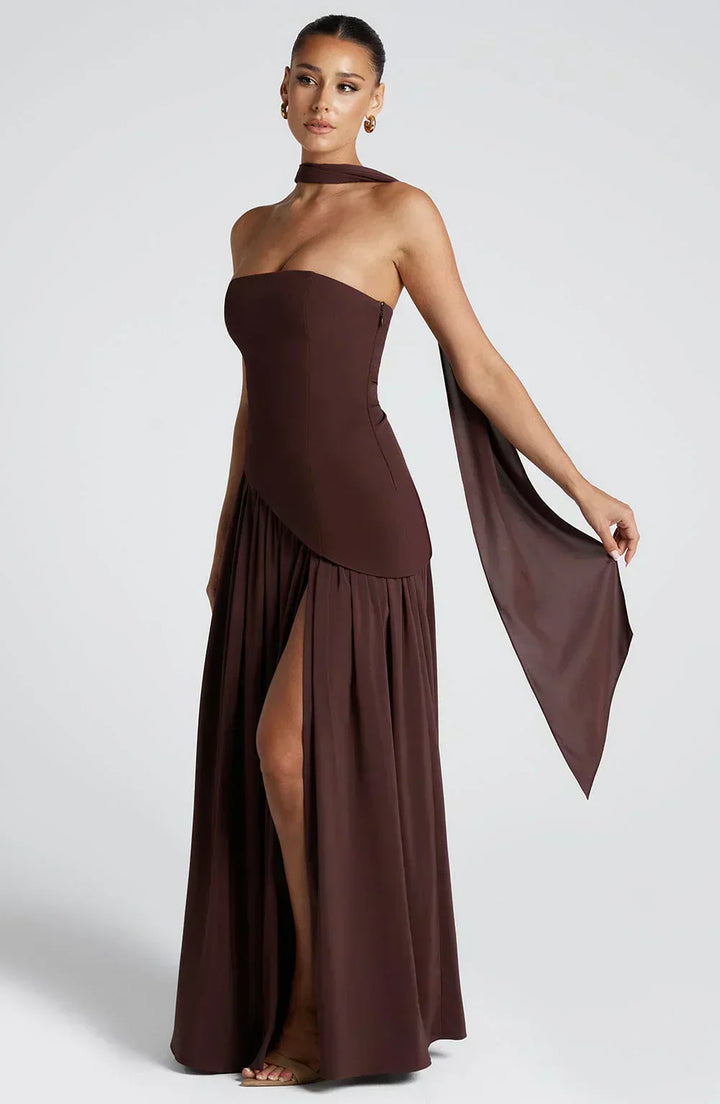 Women Wedding Guest Asymmetric Maxi Dress