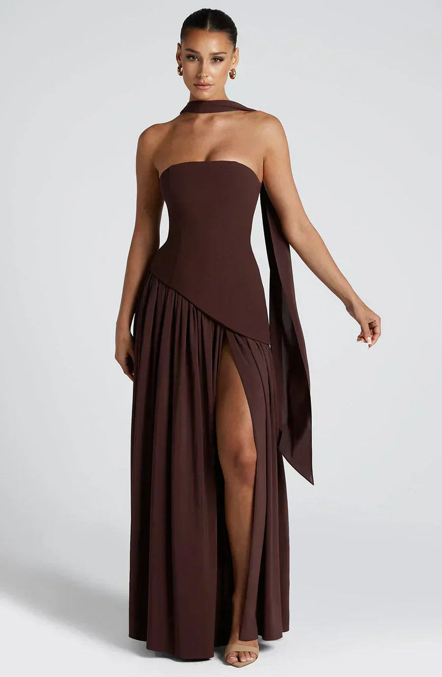 Women Wedding Guest Asymmetric Maxi Dress