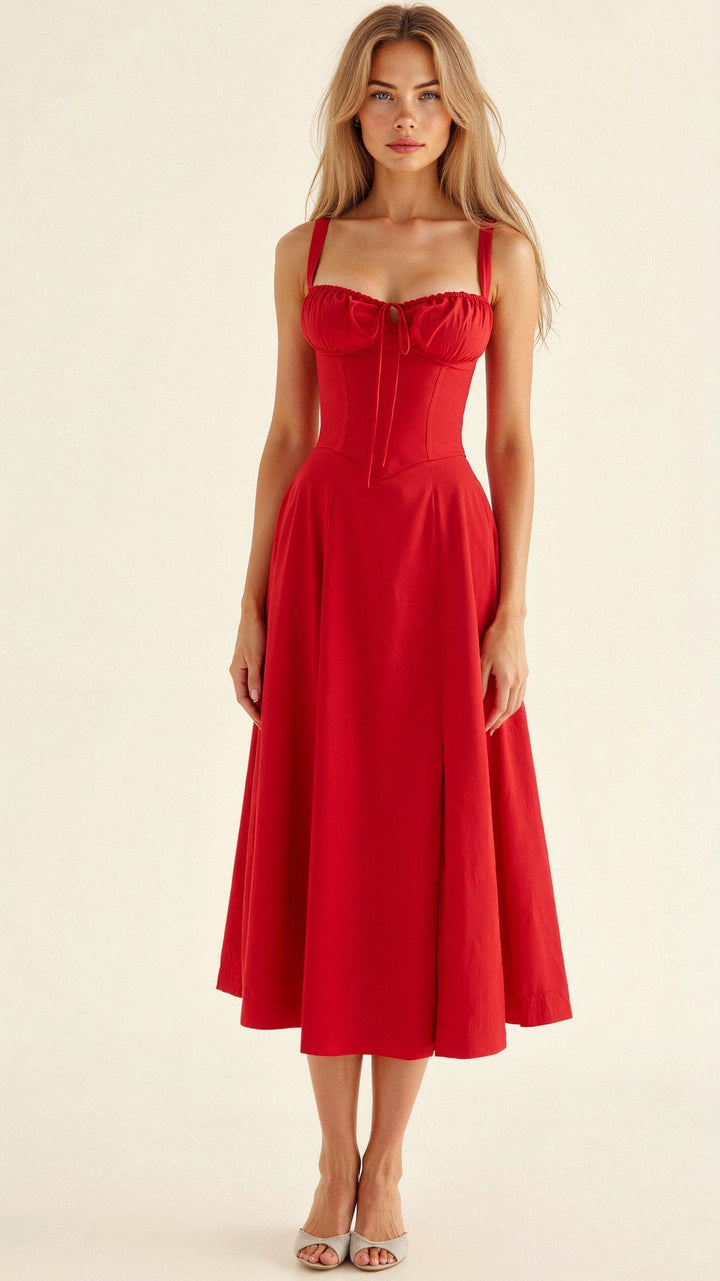 Floral Chic Corset Midi Dress