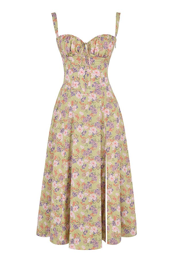 Floral Chic Corset Midi Dress
