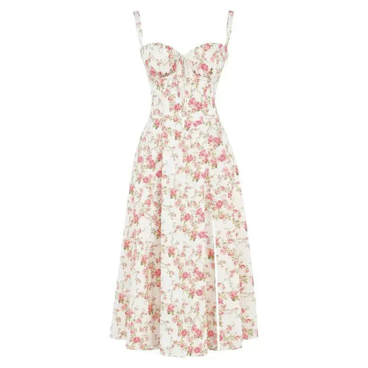 Floral Chic Corset Midi Dress