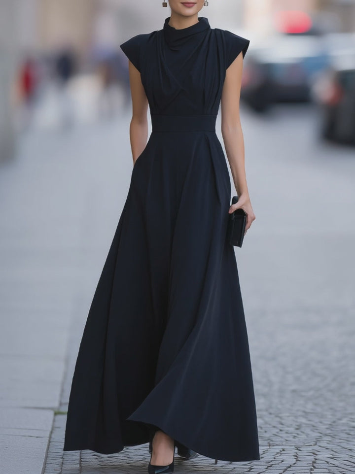 Olivia Bennet | Draped Cap-Sleeve Maxi Dress With Defined Waist
