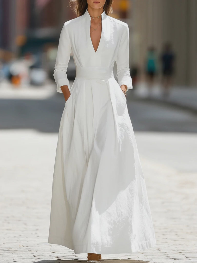 Olivia Bennet | White Longline Structured Maxi Dress