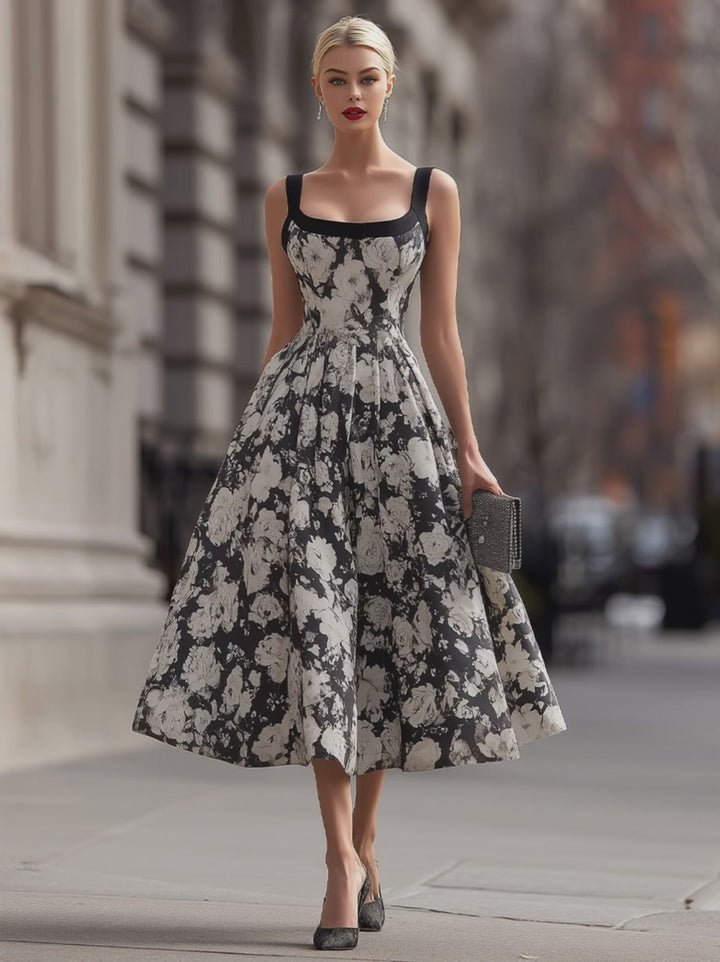 Olivia Bennet | Square Neck Floral A-Line Maxi Dress