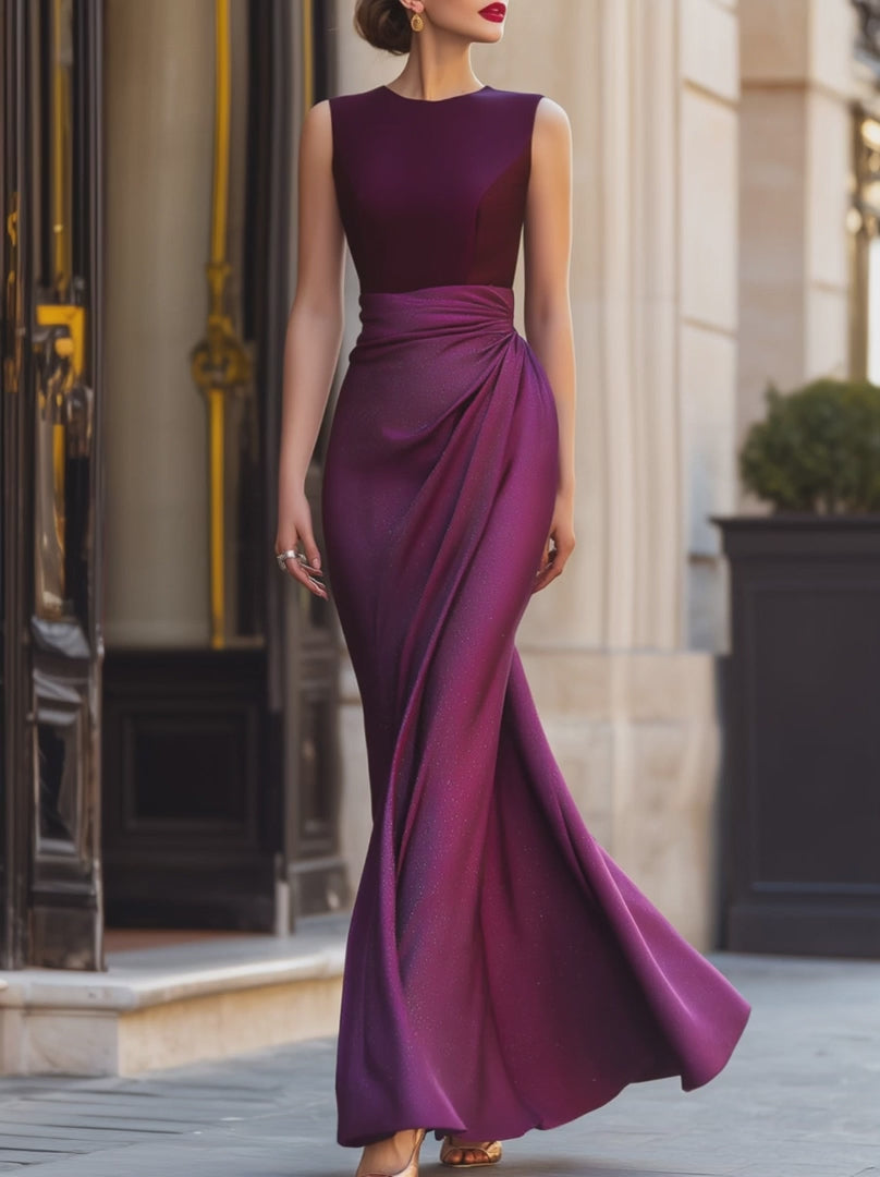 Olivia Bennet | Ruched Waist Sleeveless Elegant Maxi Dress