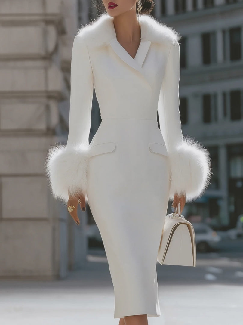 Olivia Bennet | Luxurious Faux Fur - Trimmed Midi Dress