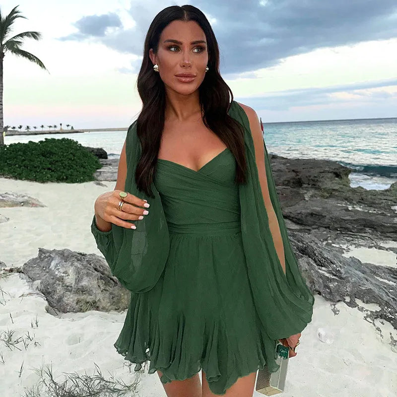 | Summer Long Sleeve Mini Dress