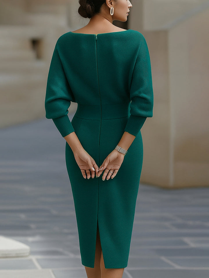 Olivia Bennet | White Draped Batwing Jersey Midi Dress